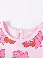 Children's Cherry Bowknot Print Ruffle Hem Dress