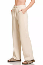 Zenana Scuba Drawstring Wide Leg Pants