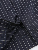 Striped Blazer & Mini Skirt Set with Neck Tie