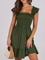 Smocked Ruffle Hem Mini Dress