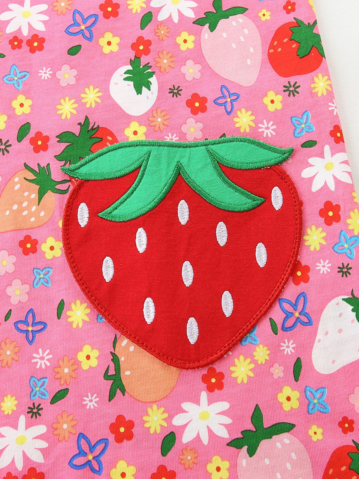 Children's Embroidered Strawberry Print Sleeveless Dress