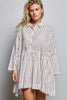 POL Striped Gathered Waist Woven Shirt Dress