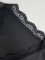 Lace Trim Bell Sleeve Tie Blouse