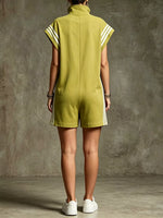 Striped Zip Front Romper