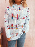 Colorful Round Neck Long Sleeve Sweater
