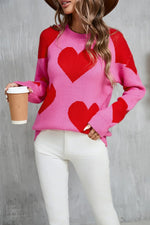 Angel Wings Contrast Heart Dropped Shoulder Long Sleeve Sweater
