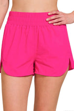 Zenana Windbreaker Smocked Waistband Running Shorts