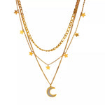 18K Gold-Plated Moon Three-Layered Necklace