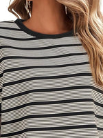 Striped Round Neck Casual T-Shirt