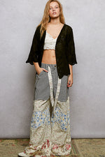 POL Floral Eyelet V-Neck Salloped Shirt