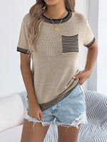 Round Neck Short Sleeve Knit Top