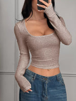 Ribbed Long Sleeve Crop T-Shirt