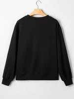 Embroidered Spooky Season Long Sleeve Round Neck Sweatshirt