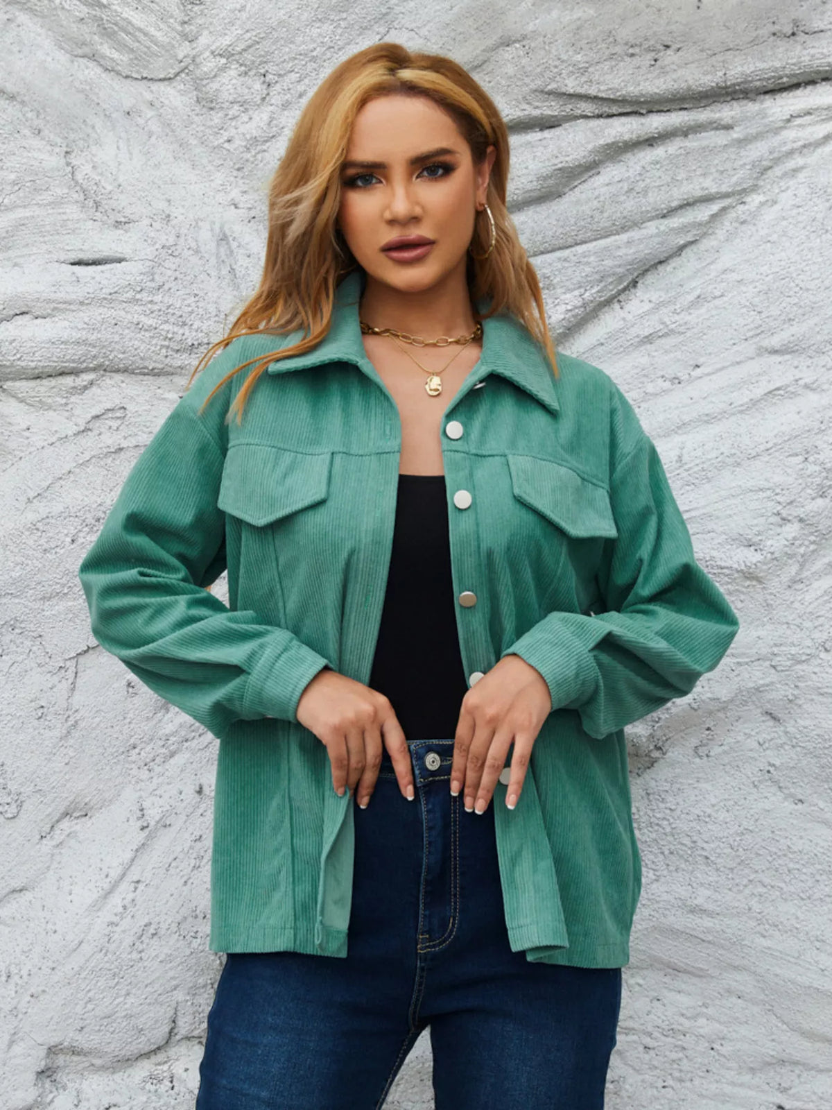 Casual Corduroy Button-Down Jacket