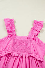 Solid Color Ruffle Trim High Waist Sleeveless Maxi Dress