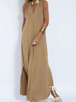 Full Size V-Neck Sleeveless Maxi Dress with Slit Plus Size