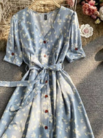 Floral Print V-Neck Midi Dress