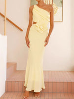 One-Shoulder Floral Cutout Dress