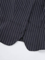 Striped Blazer & Mini Skirt Set with Neck Tie