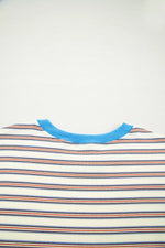 Stripe Drop Shoulder Cuffed Sleeve Loose Tunic T Shirt Mini Dress