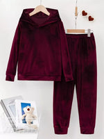 Full Size Velvet Hoodie and Pants Set Plus Size