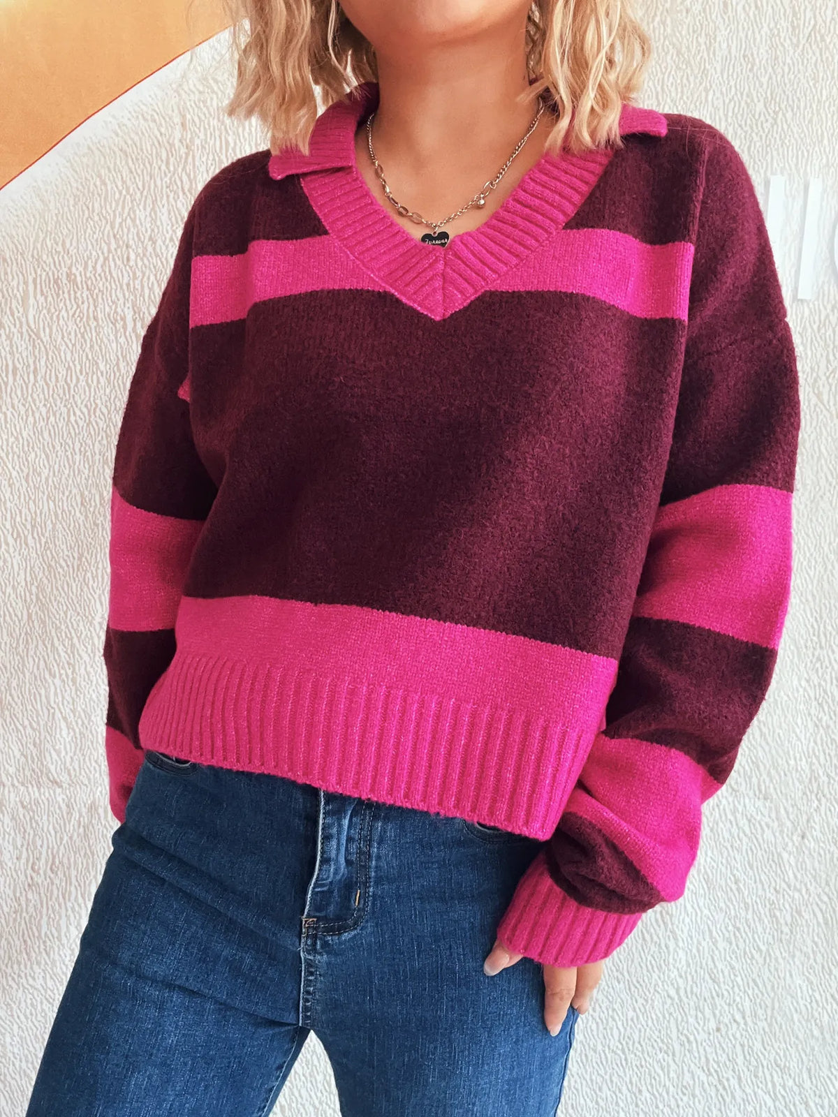 Color Block Long Sleeve Sweater
