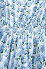 Hydrangea Floral Print Ruffle Trim Flutter Sleeve Dress