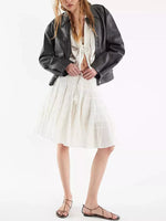 Tiered Drawstring Mini Skirt