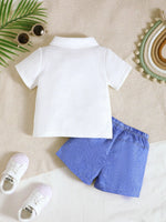 Children's Textured Polo Shirt & Ripped Shorts Set
