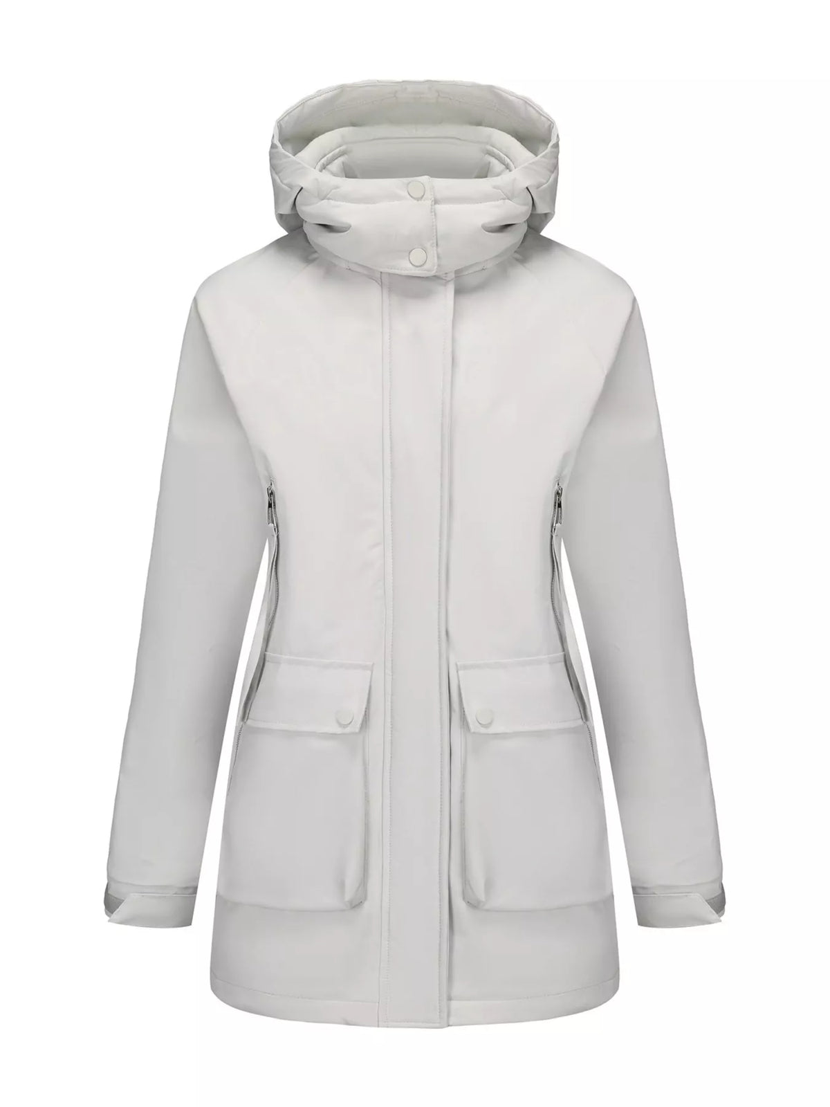 Full Size Zip Up Hooded Parka Outerwear Plus Size