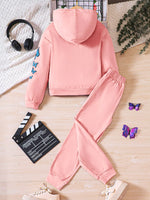 Childrens's Butterfly Print Hoodie & Pants Set