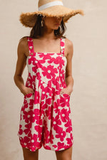 BiBi Floral Prints Tuck Detail Short Overall With Pockets