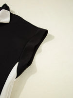Color Block Half Zip Top and Shorts Two-Piece Set