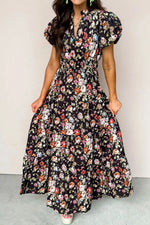 Floral Print Smocked Waist Maxi Dress