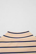 Stripe Mock Neck Short Sleeve Loose Top