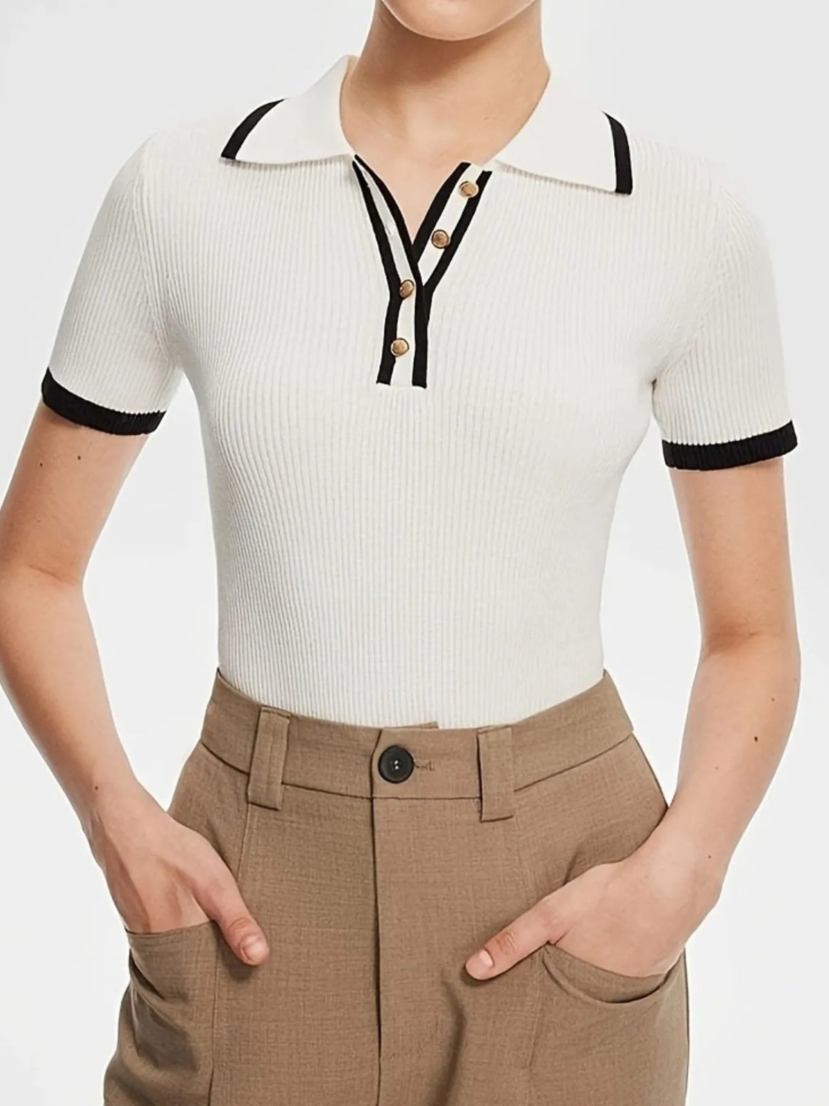 Contrast Trim Button Detail Polo