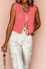 Double Tie V Neck Sweater Vest