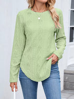 Openwork Textured Long Sleeve Top