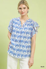 Umgee Double Frill Sleeve Floral Blouse