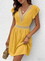 V-Neck Ruffle Sleeve Mini Dress
