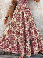 Full Size Printed V-Neck Tiered Maxi Dress Plus Size