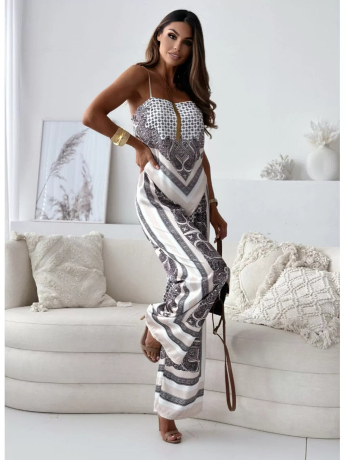 Tie Back Printed Cami and Pants Set