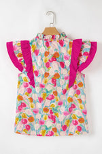 Floral Ruffle Layered Sleeve Blouse