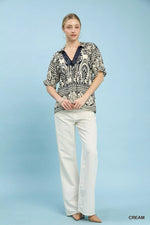 Umgee Two Tone Boarder Print Top