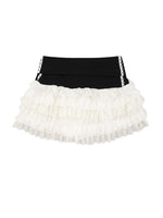 Layered Tulle Mini Skirt with Contrast Waistband