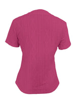 Textured Notched Short Sleeve Blouse