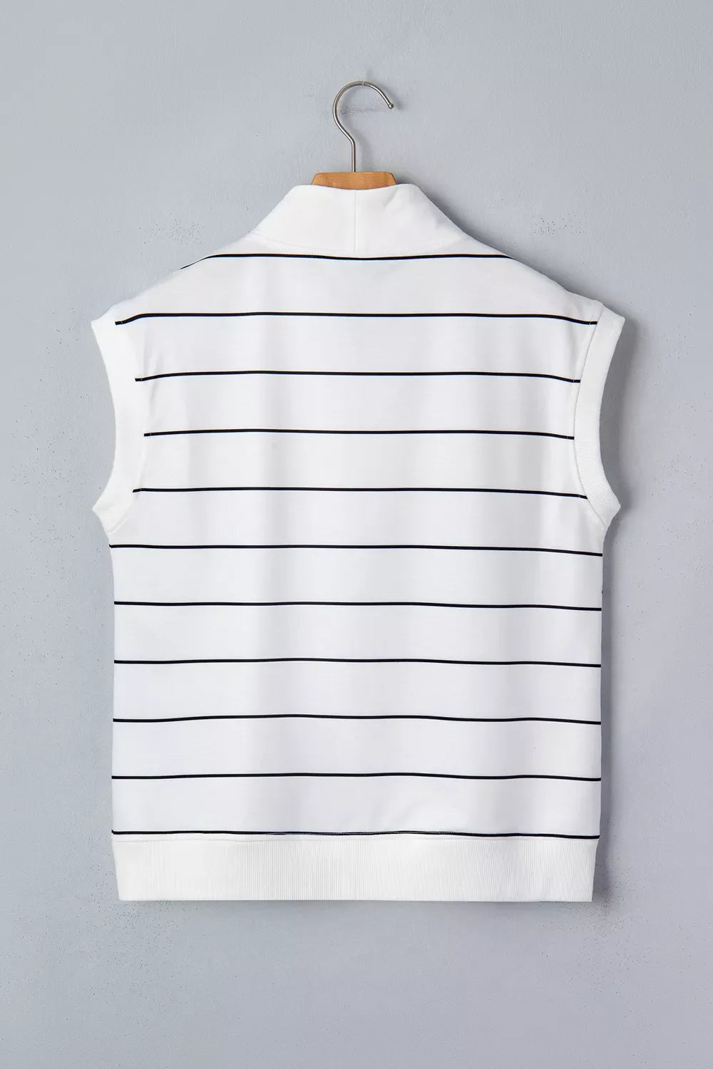 Stripe Color Block Zip V Neck Sleeveless Top