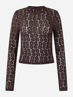 Lace Round Neck Long Sleeve Blouse