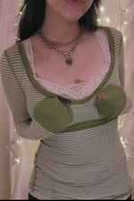 Contrast Striped Long Sleeve T-Shirt