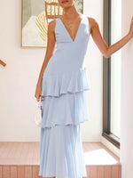 Sleeveless Ruffled Layered Backless Maxi Dress